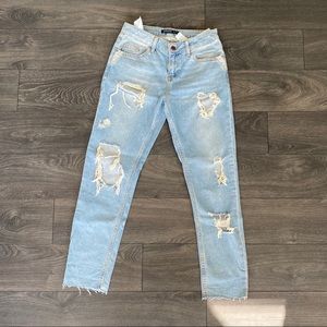 Zara Light Washed Ripped Jeans